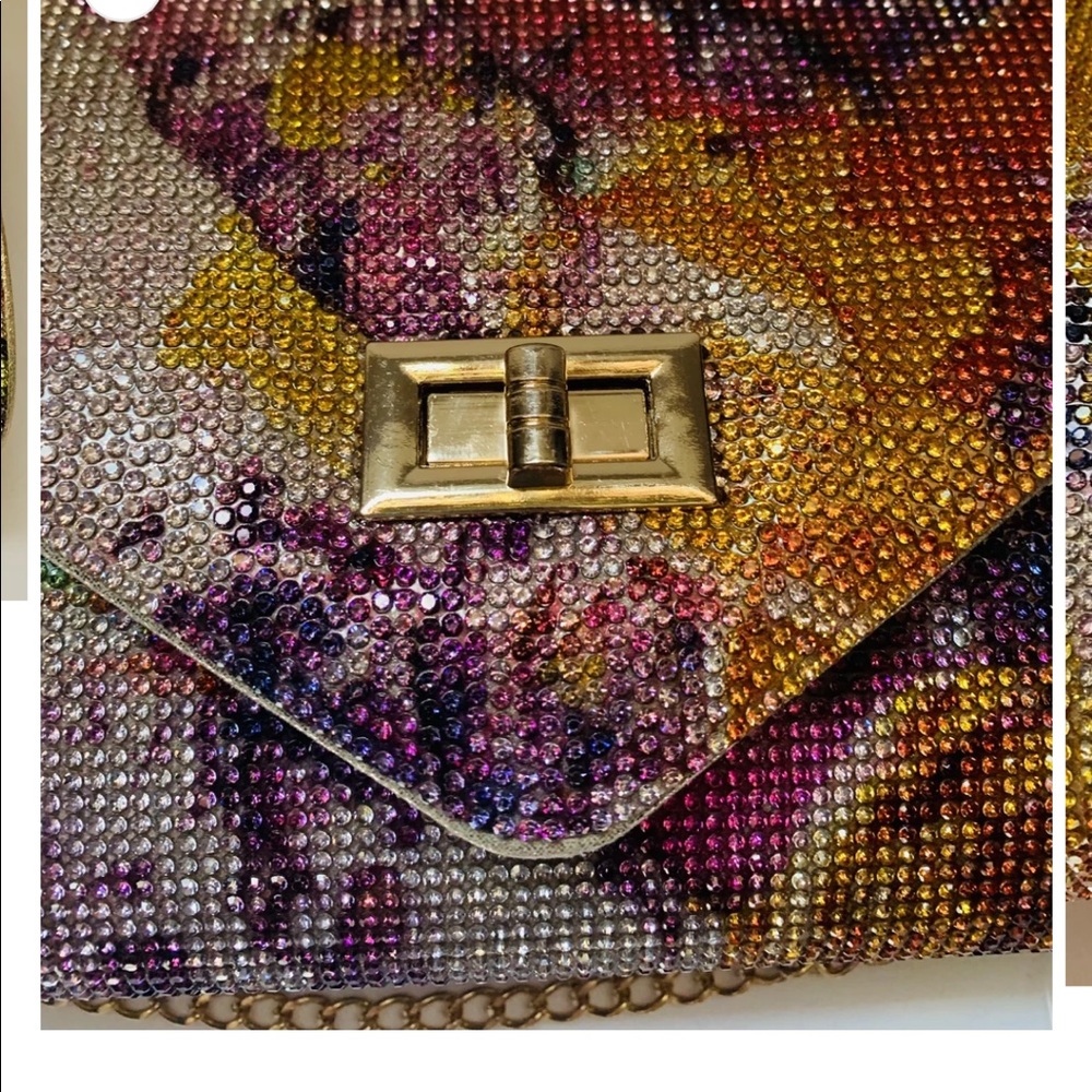 Fully Color Rhinestone Envelope Convertible Shoulder Bag NEW - Picture 5 of 5